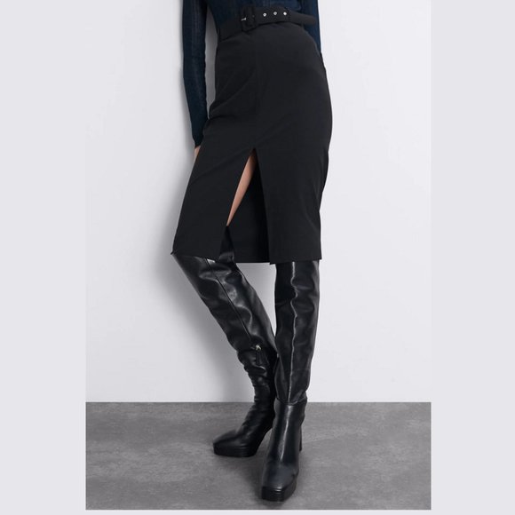 LAST ONE!!! ZARA Black Belted Pencil Skirt - Picture 8 of 13